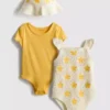 0–18 måneder | 2-pak bodysuits og solhat – sæt til nyfødte