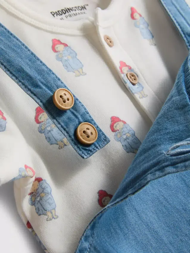 0–18 måneder | Paddington-bjørn-bodysuit og -overalls – sæt til nyfødte