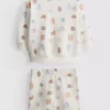 0–18 måneder | Sæt bestående af sweatshirt og Shorts med madmotiv
