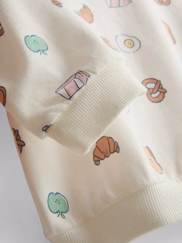 0–18 måneder | Sæt bestående af sweatshirt og Shorts med madmotiv