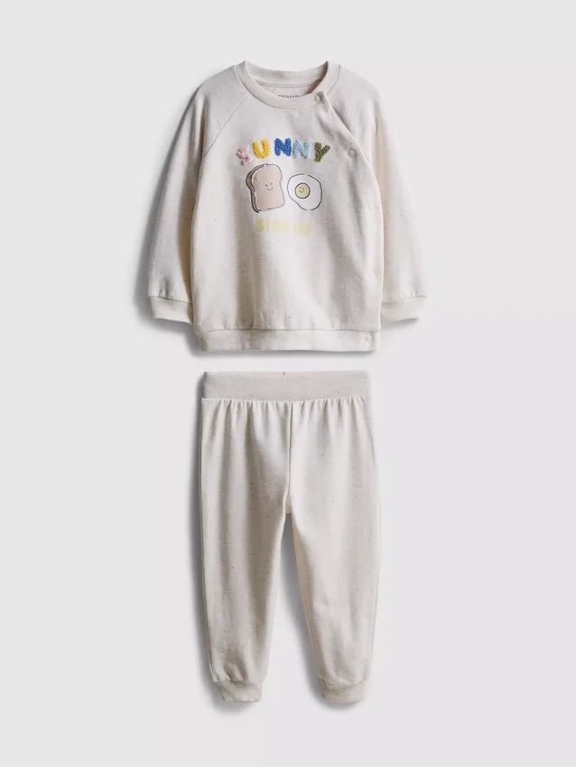0–18 måneder | Sæt til nyfødte bestående af sweatshirt og joggingbukser med manchetter
