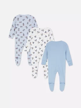 0–24 måneder | 3-pak med Disneys Mickey Mouse-pyjamasser med trykknapper