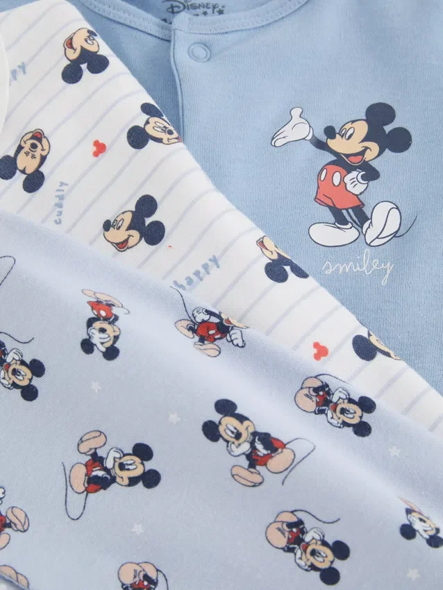 0–24 måneder | 3-pak med Disneys Mickey Mouse-pyjamasser med trykknapper