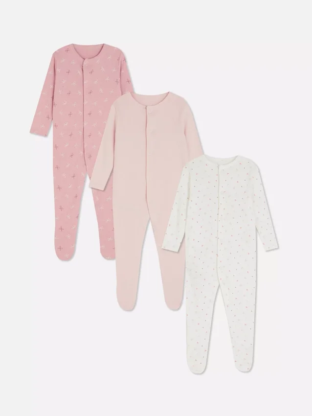 0–24 måneder | 3-pak pyjamaser med trykknapper
