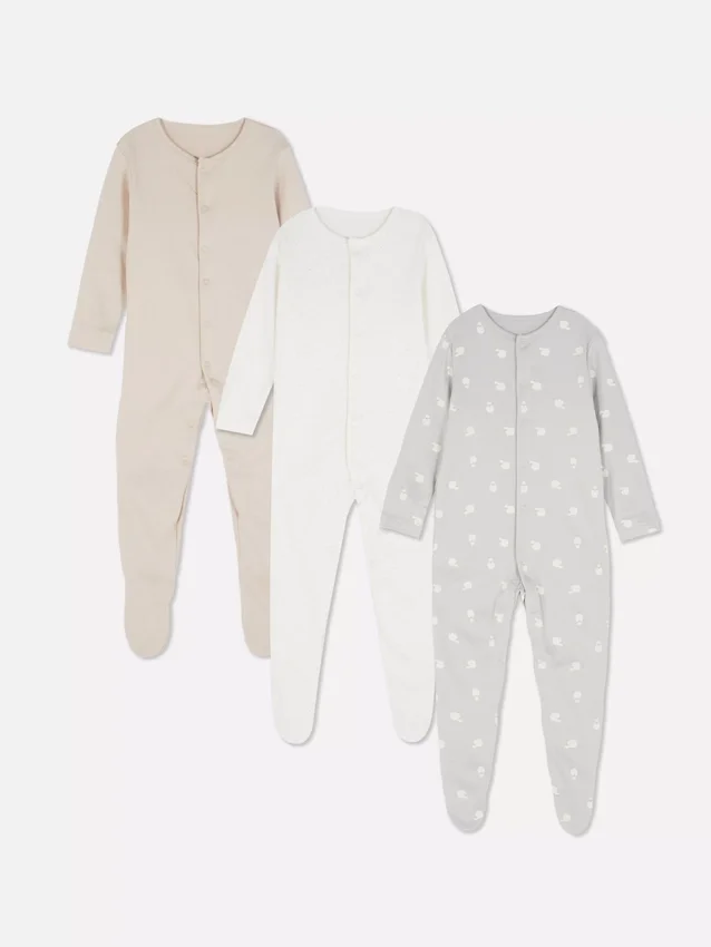 0–24 måneder | 3-pak pyjamaser med trykknapper