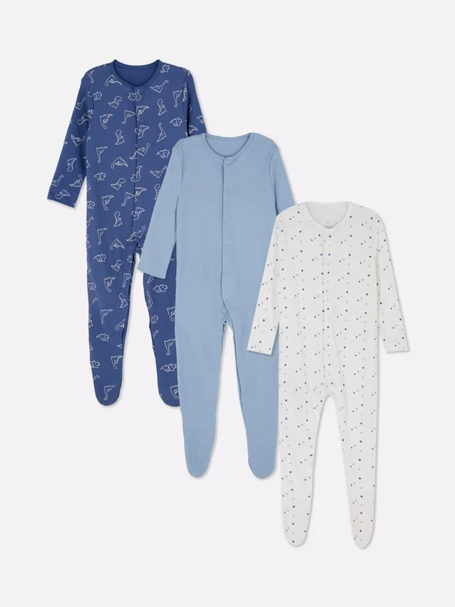 0–24 måneder | 3-pak pyjamaser med trykknapper