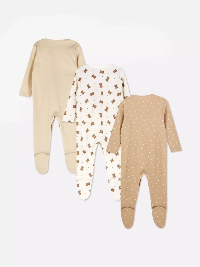 0–24 måneder | 3-pak pyjamaser med trykknapper