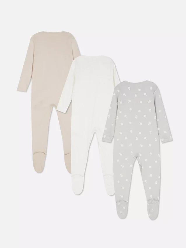 0–24 måneder | 3-pak pyjamaser med trykknapper