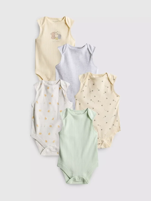 0-36 måneder | 5-pak ærmeløse bodysuits