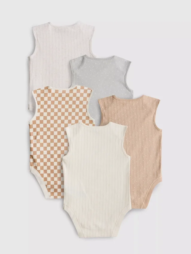 0-36 måneder | 5-pak ærmeløse bodysuits