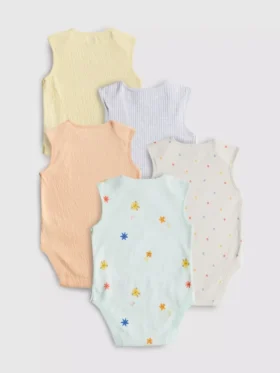 0–36 måneder | 5-pak ærmeløse bodysuits