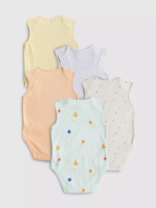 0–36 måneder | 5-pak ærmeløse bodysuits
