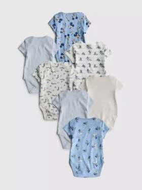 0-36 måneder | 7-pak Disney’s Mickey Mouse-bodysuits med korte ærmer