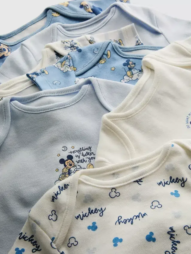 0-36 måneder | 7-pak Disney’s Mickey Mouse-bodysuits med korte ærmer