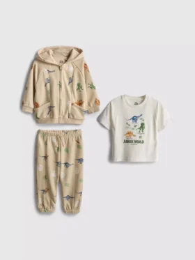 0–36 måneder | Jurassic World-sæt med T-shirt, hættetrøje og joggingbukser