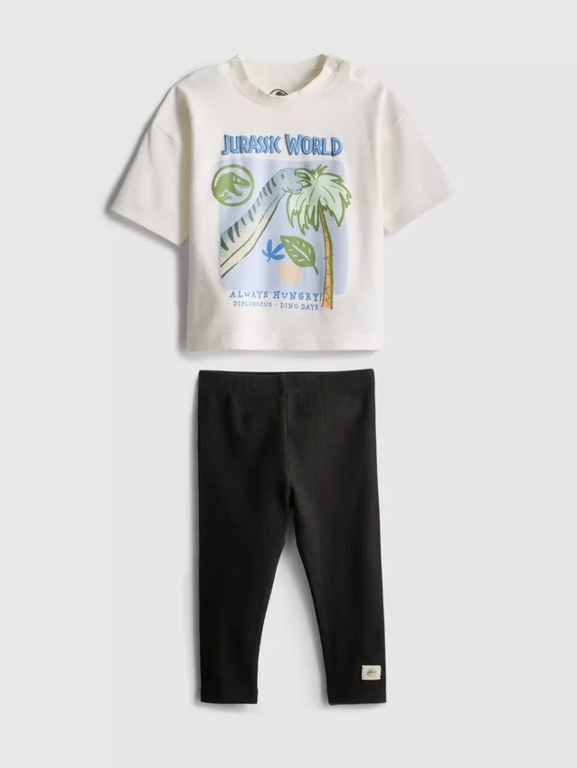 0–36 måneder | Jurassic World T-shirt og leggings-sæt