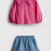 0-36 måneder | sæt bestående af bluse med krave og shorts med flæser