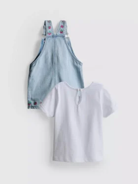 0–36 måneder | Sæt bestående af T-shirt og overalls med frugtbroderi