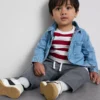 0-36 måneder | sæt med langærmet T-shirt, bukser og denimskjorte