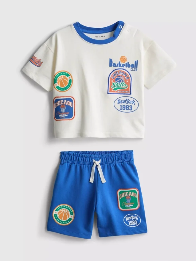 0-36 måneder | T-shirt og shorts-sæt med basketball-motiv