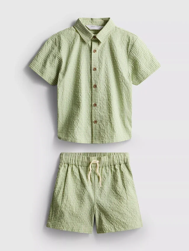 1,5–12 år | Stacey Solomon-sæt med gingham-ternet skjorte og shorts