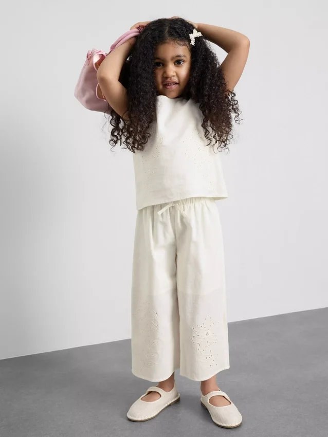 1,5–12 år | The Edit-bukser i linneblanding med broderi