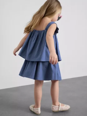 1,5–12 år | The Edit-sæt med bluse og nederdel i linneblanding med blomsterapplikationer