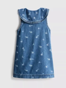 1,5–8 år | blomstret, ærmeløs denimkjole med krave