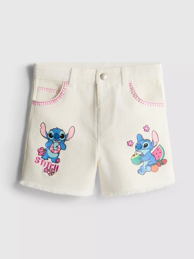 1,5–8 år | Disneys Stitch-denimshorts i kontrastfarver