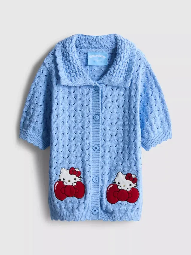 1,5–8 år | Hello Kitty-cardigan med krave og korte ærmer