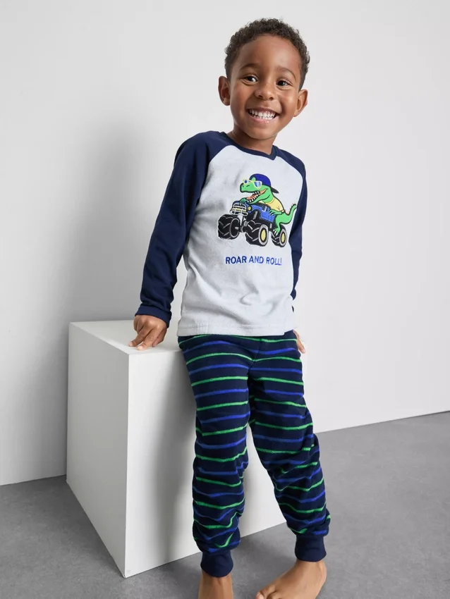 1,5–8 år | pyjamasser i fleece med dinosaur-motiv