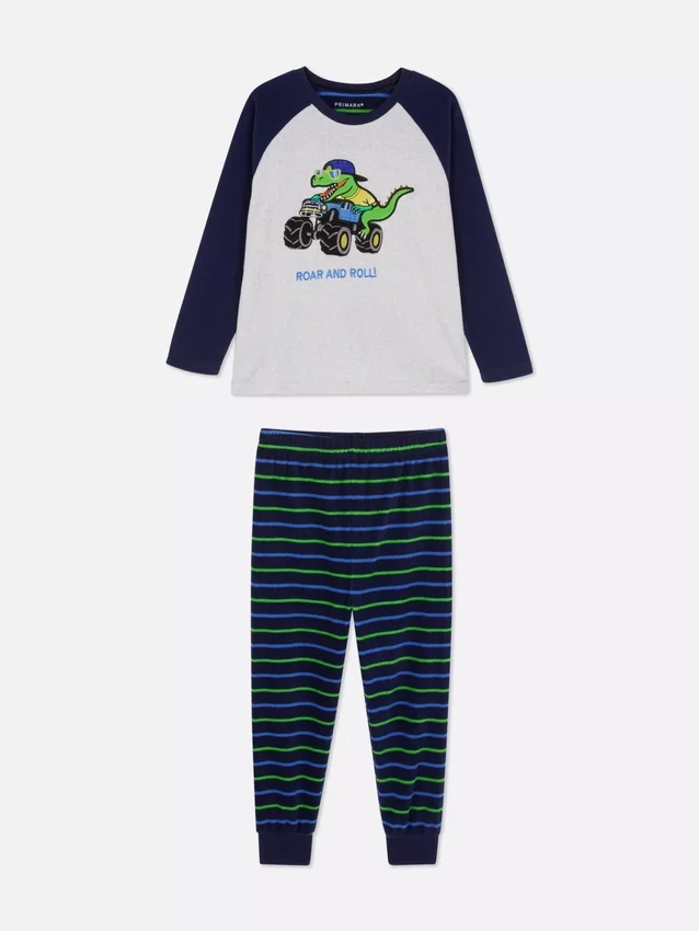 1,5–8 år | pyjamasser i fleece med dinosaur-motiv