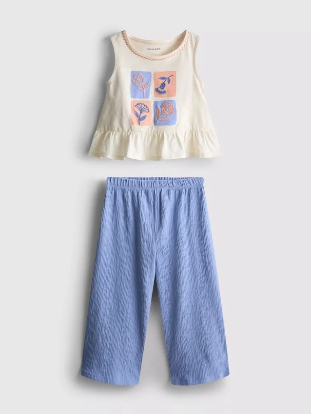 1,5–8 år | sæt med broderet peplum-top og bukser