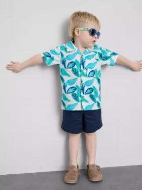 1,5–8 år | Sæt med skjorte og shorts i slub-bomuld