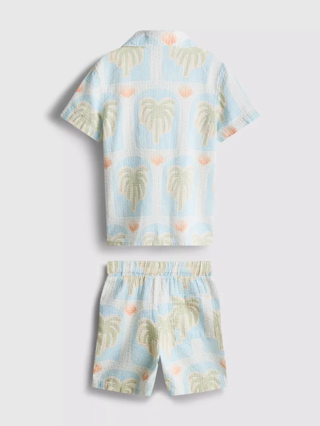 1,5–8 år | sæt med skjorte og shorts med print og struktur