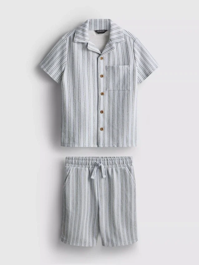 1,5–8 år | Sæt med stribet strikskjorte og Shorts
