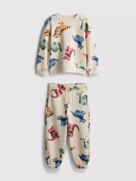 1,5–8 år | Sæt med sweatshirt og sweatbukser med dinosaur-motiv