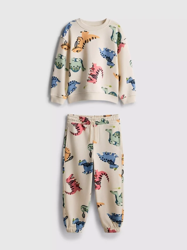 1,5–8 år | Sæt med sweatshirt og sweatbukser med dinosaur-motiv