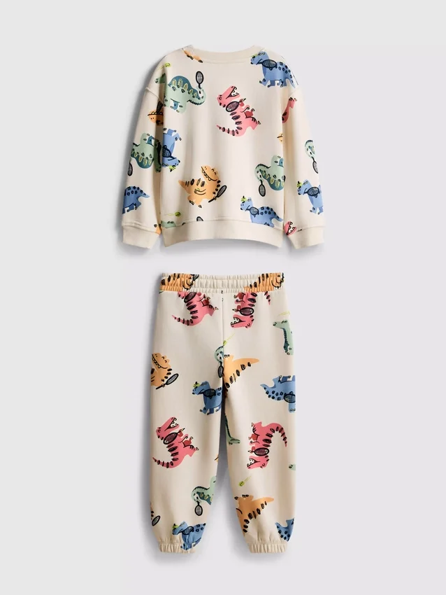 1,5–8 år | Sæt med sweatshirt og sweatbukser med dinosaur-motiv