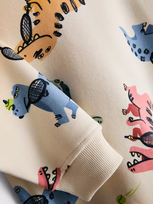 1,5–8 år | Sæt med sweatshirt og sweatbukser med dinosaur-motiv