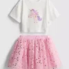 1,5–8 år | T-shirt med enhjørning-motiv og tutu-nederdel-sæt