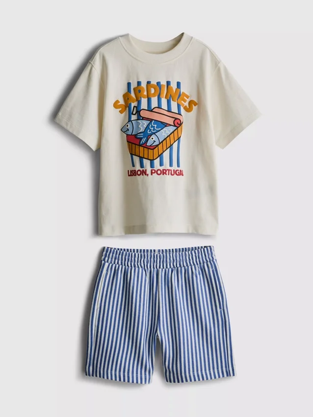 1,5–8 år | T-shirt og shorts-sæt med sardin-motiv