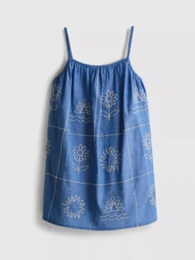 1,5–9 år | broderet cami-kjole i chambray