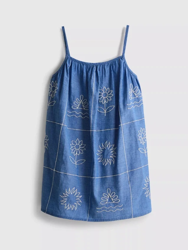 1,5–9 år | broderet cami-kjole i chambray