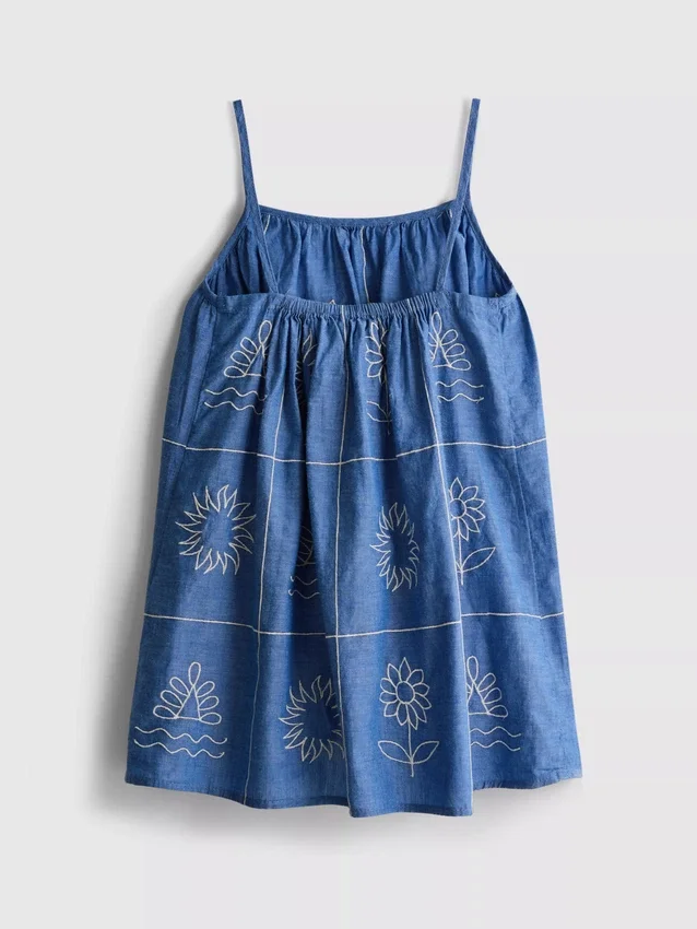 1,5–9 år | broderet cami-kjole i chambray