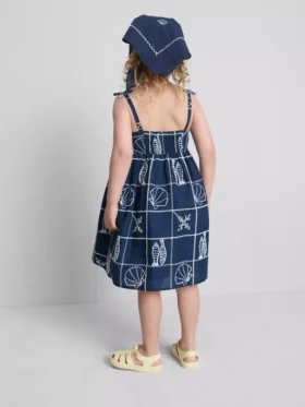 1,5–9 år | Broderet smockkjole med spaghettistropper