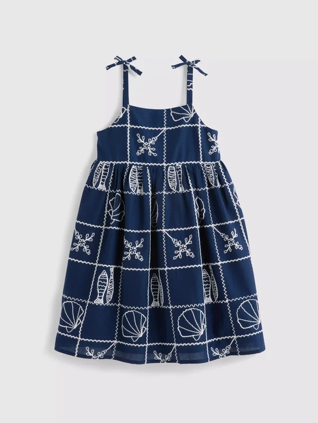 1,5–9 år | Broderet smockkjole med spaghettistropper