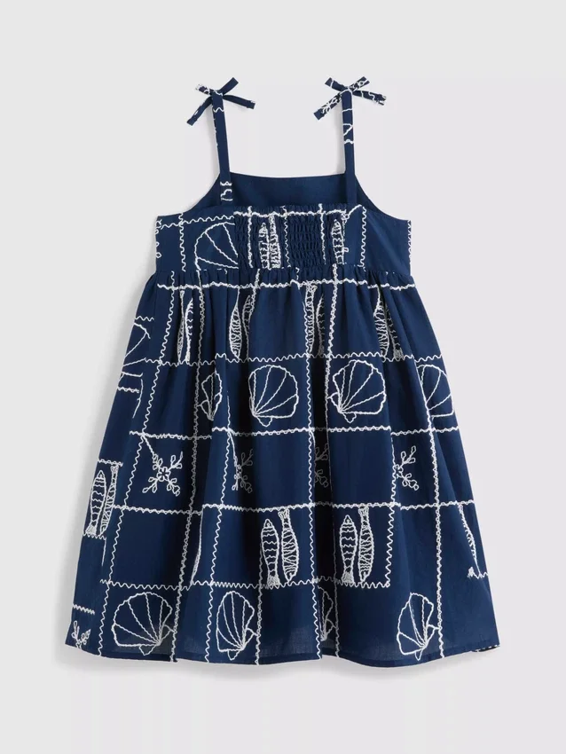 1,5–9 år | Broderet smockkjole med spaghettistropper