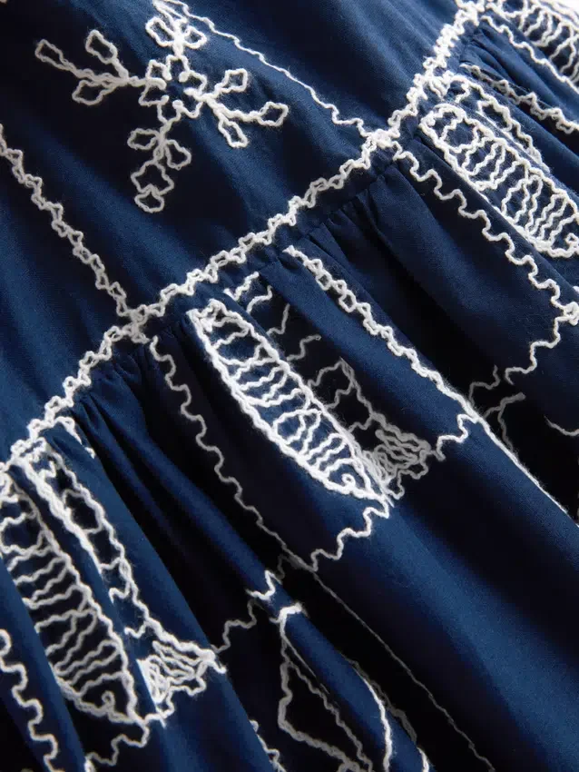 1,5–9 år | Broderet smockkjole med spaghettistropper