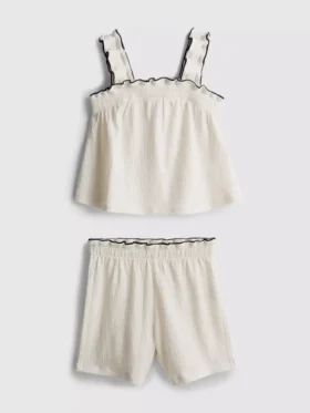 1,5–9 år | Sæt med bluse og shorts i krøllet tekstur